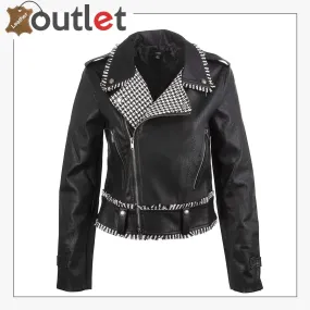 Handcrafted Studded Leather Jacket For Women