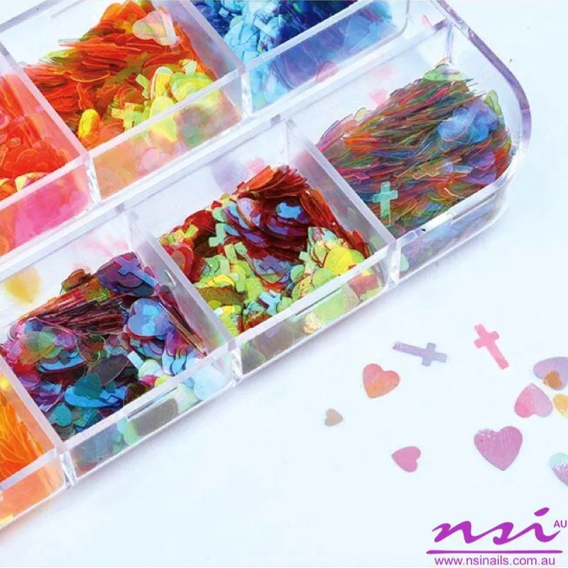 Hearts and Cross Mermaid Holographic Sequins Nail Art Tray