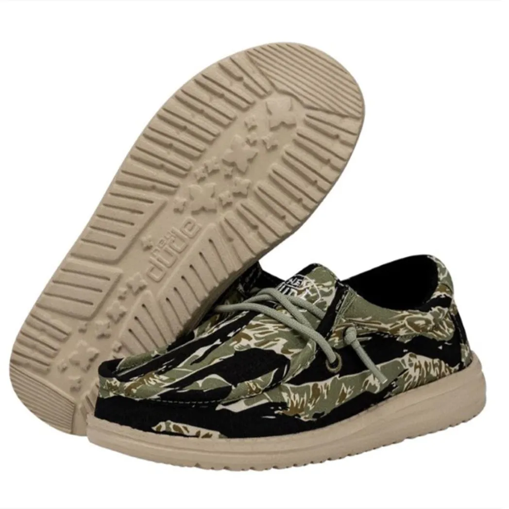 Hey Dude Wally Youth Ripstop Tiger Stripe Camo