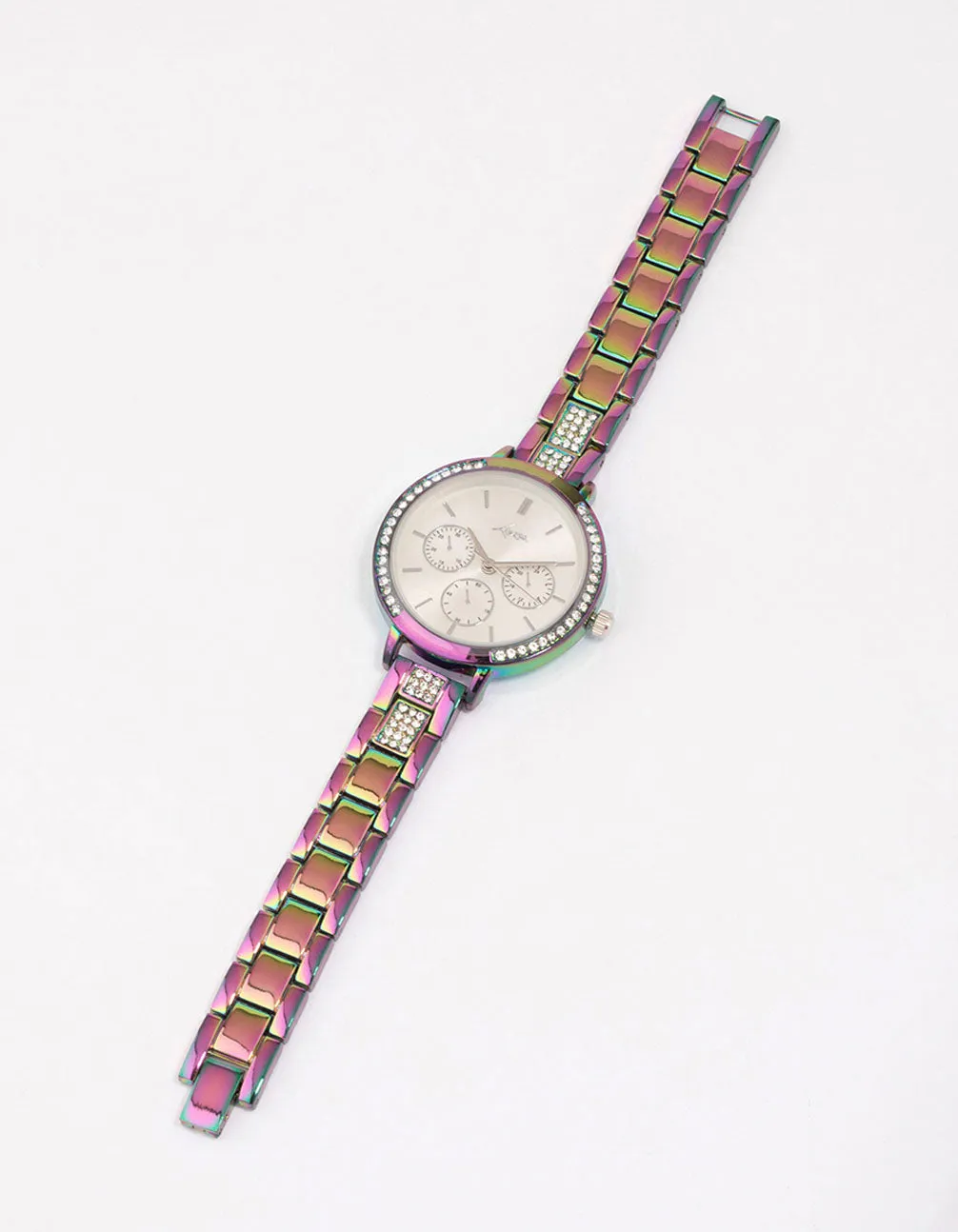 Holographic Diamante Link Watch