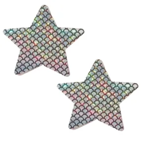 Holographic Fish Scale Star Breast Petal Pasties