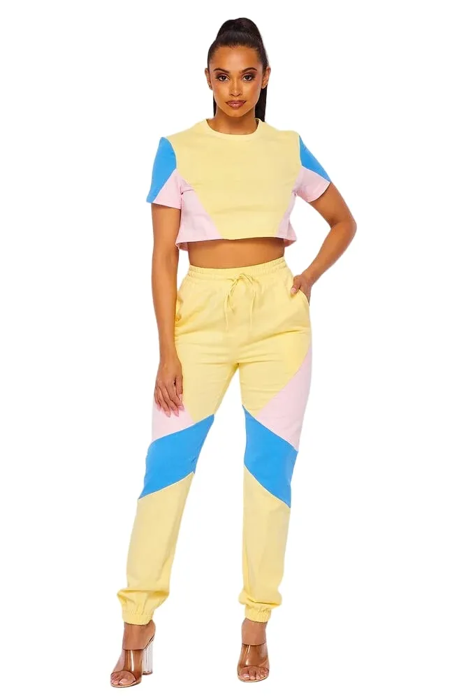 Hot & Delicious Women's Jennifer Colorblock Short Sleeve Crop Top