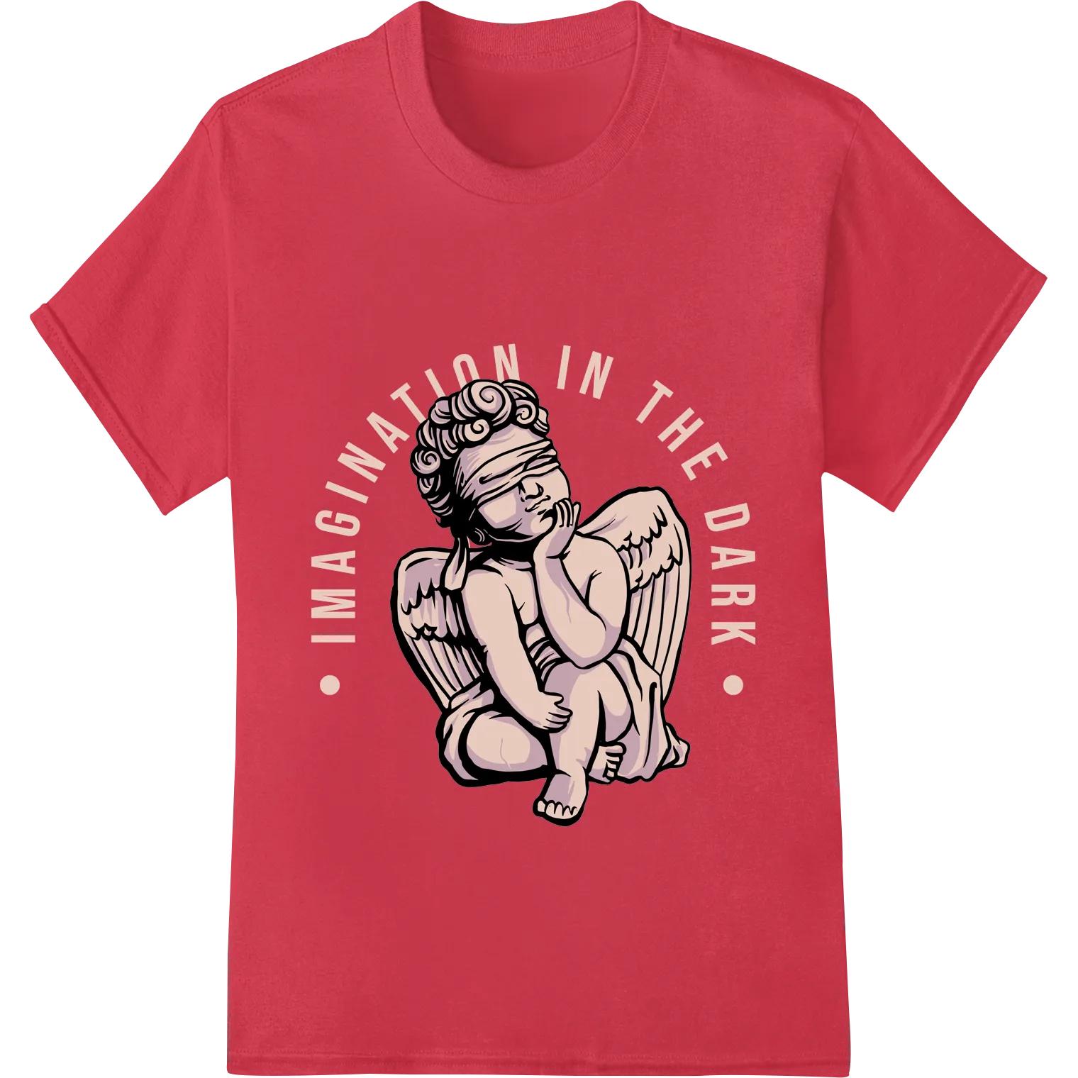 Intricate Tattoo-Style Sad Angel Monochromatic DTF Print