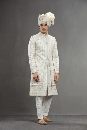 Ivory Silk embroierd indowestern set