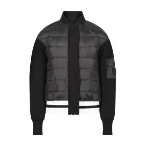 jacket elastic trim bomber black sleeves - black