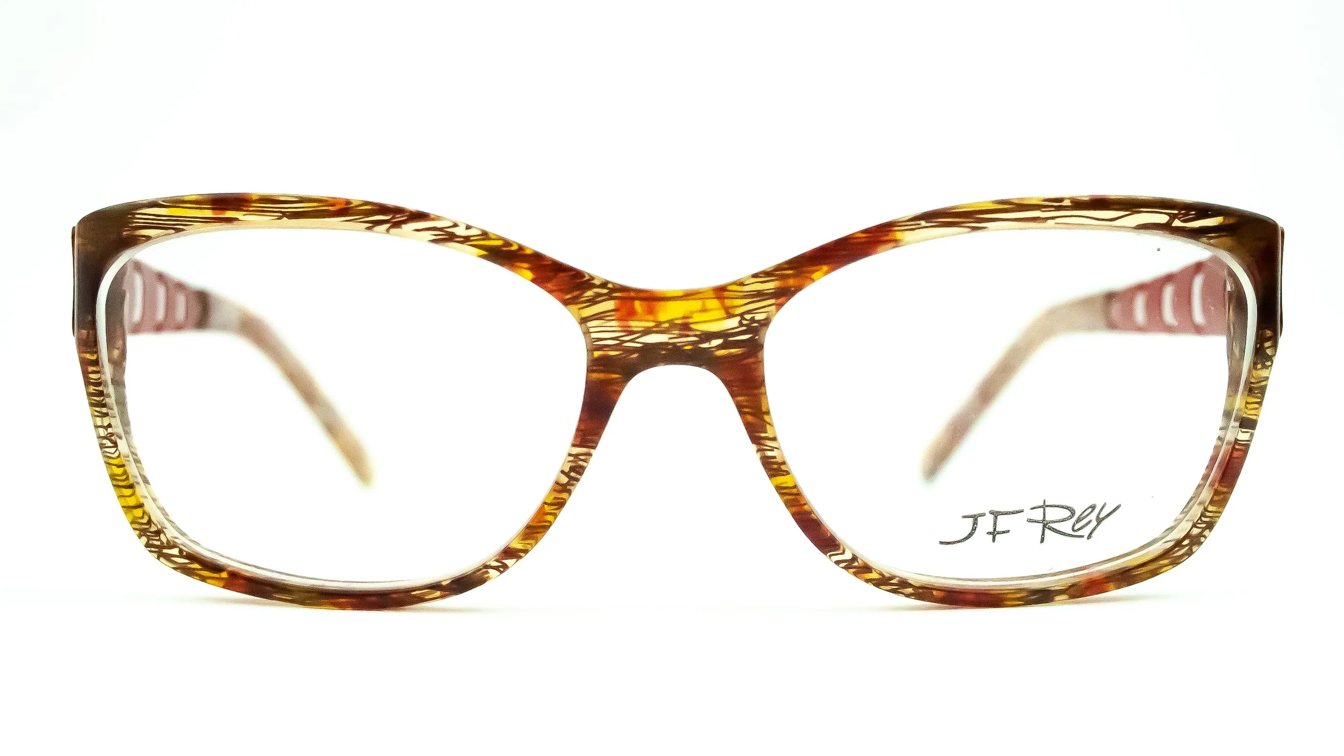 JF Rey 1264 Amber and Red Cat Eye Glasses