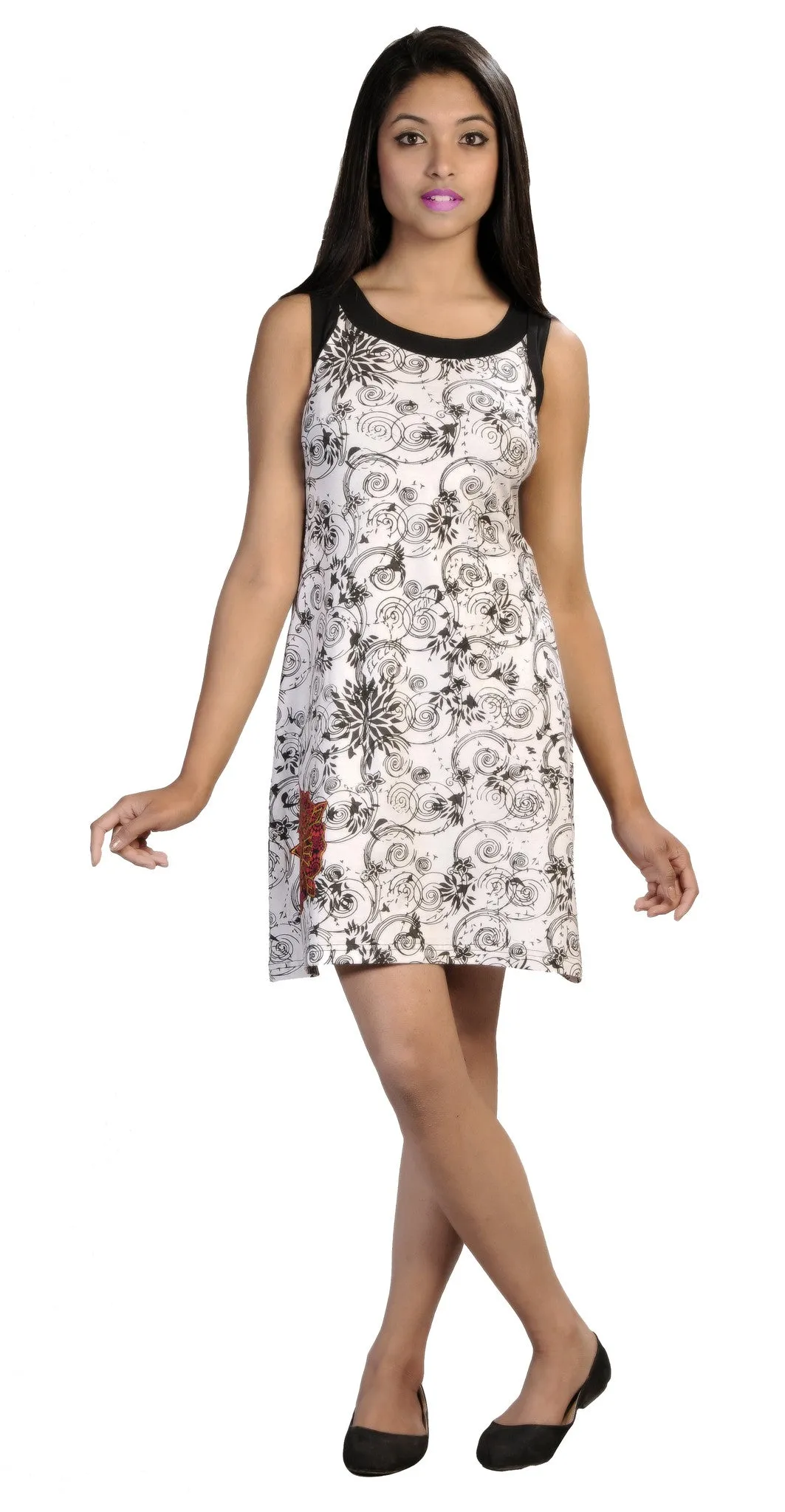 ladies-sleeveless-white-color-dress-with-floral-print-and-flower-embroidery