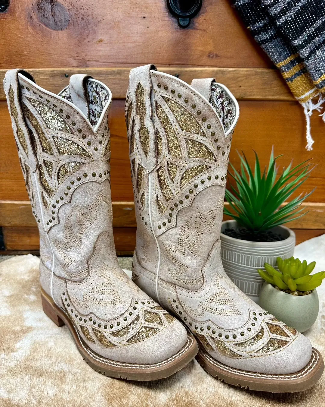 Laredo Women's Bone Eternity Underlay Cowgirl Boots 5867