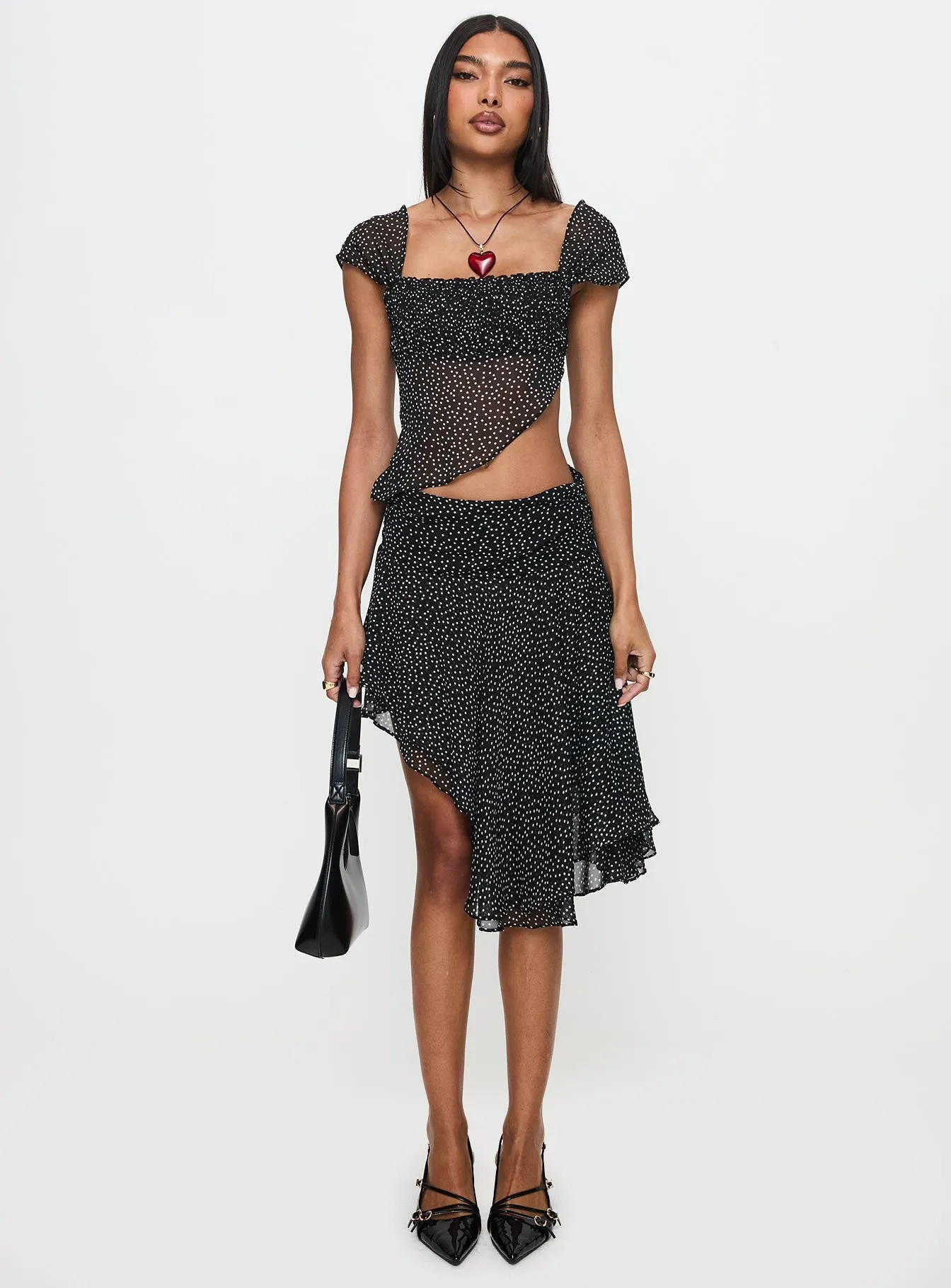 Legacy Midi Skirt Onyx Polka