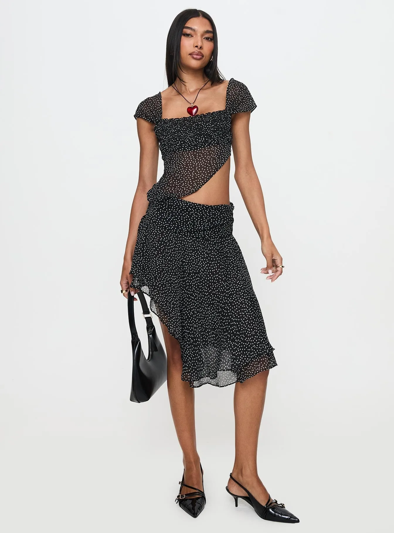 Legacy Midi Skirt Onyx Polka