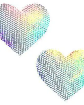 Liquid Party Pure White Holographic I Heart U Pasties