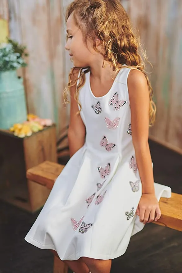 Little I Big Girls Shimmer Butterfly Skater Dress