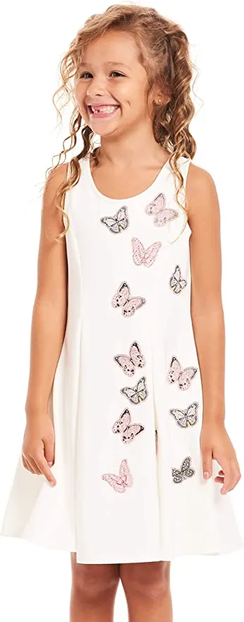 Little I Big Girls Shimmer Butterfly Skater Dress