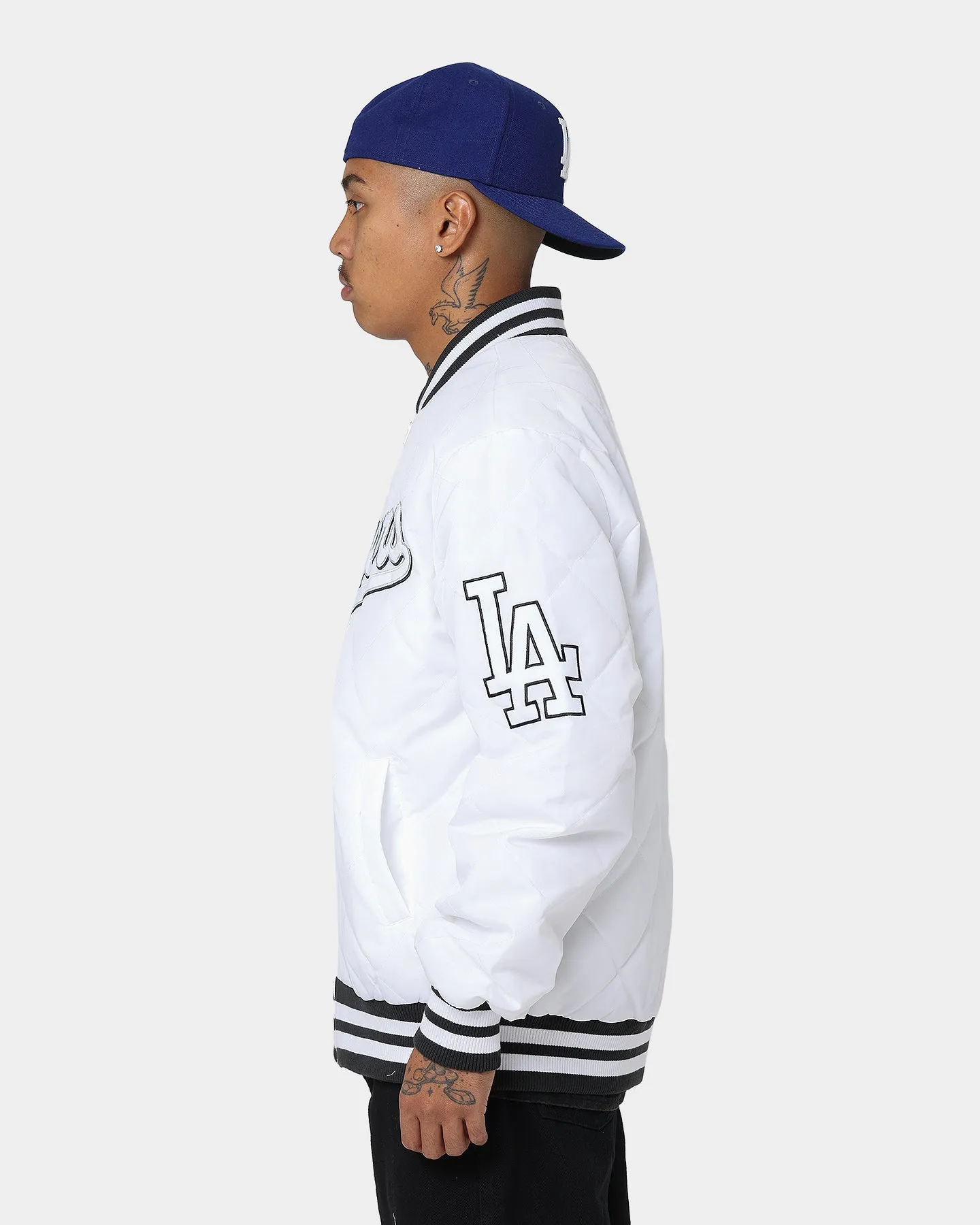 Majestic Athletic Los Angeles Dodgers Tonals Quilt Varsity Jacket White