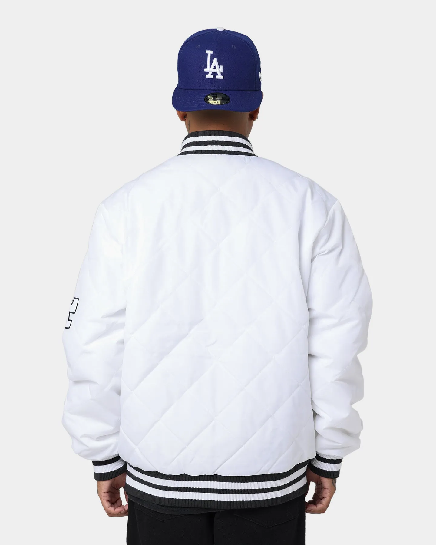 Majestic Athletic Los Angeles Dodgers Tonals Quilt Varsity Jacket White