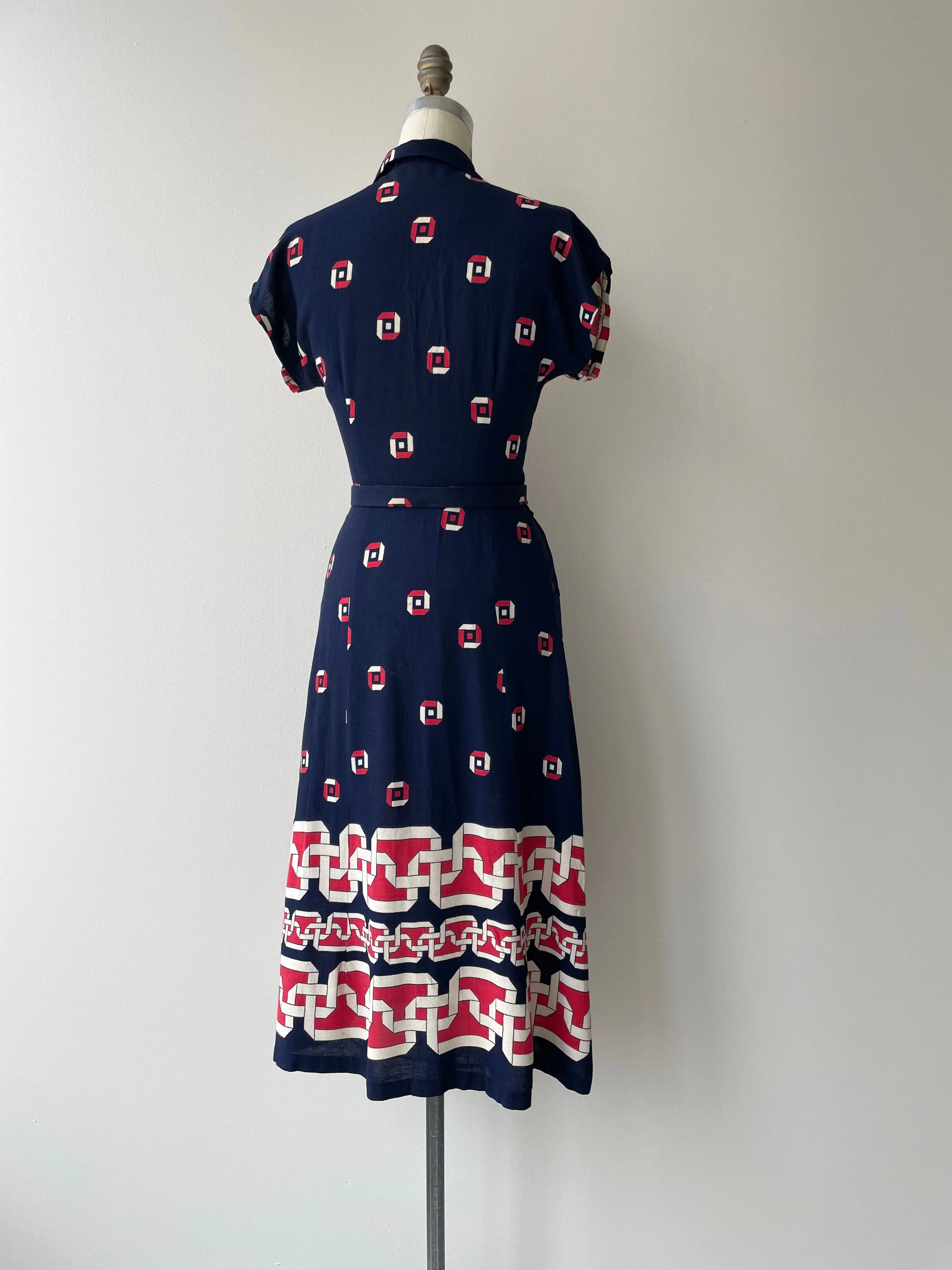 Meander 1940s Linen Dress