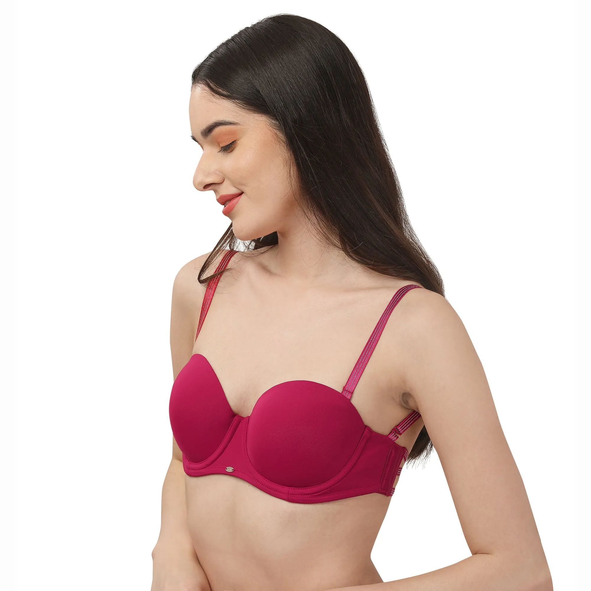 Medium Coverage Padded Underwired Multiway Transparent Back Bra FB-541