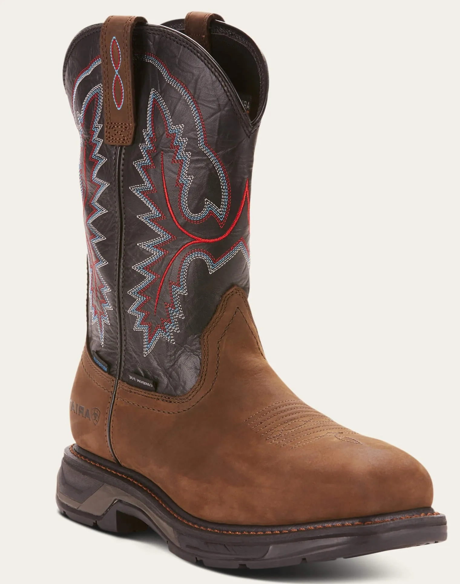 Men's Ariat WorkHog XT Oily Distressed Brown, WP, EH, SR Pull On Western Square Carbon Toe Boot