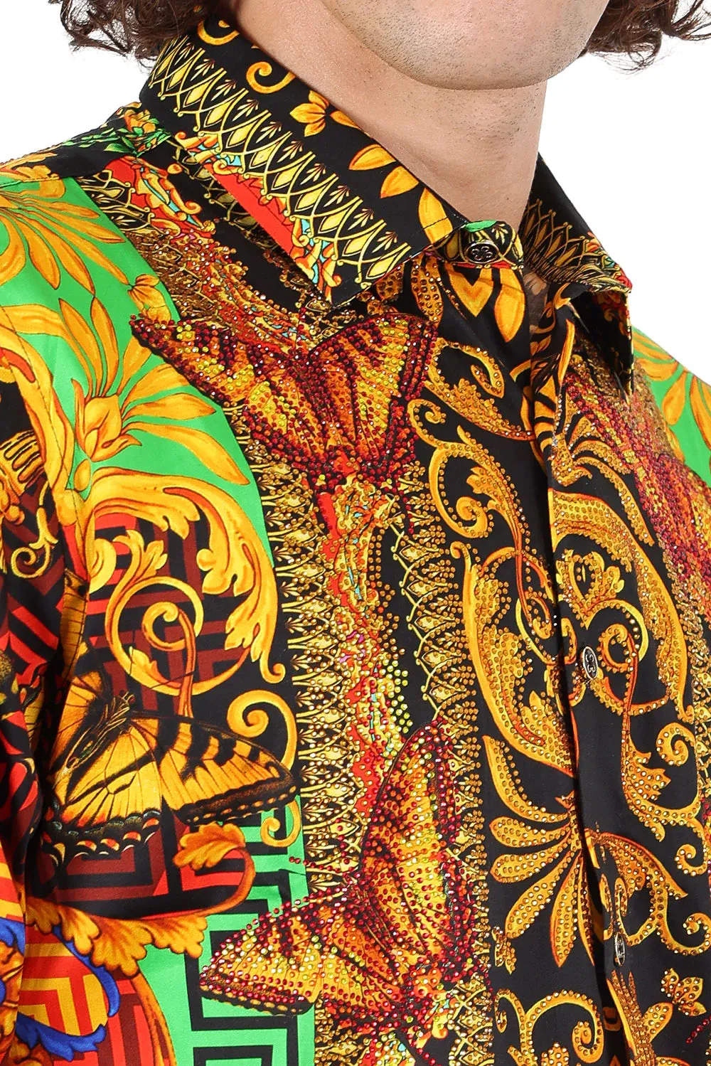 Men's Rhinestone Baroque Shirt Collection