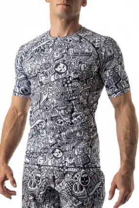 Men's Wotto Doodle Jiu Jitsu Art Wear Rashguard - Short Sleeve