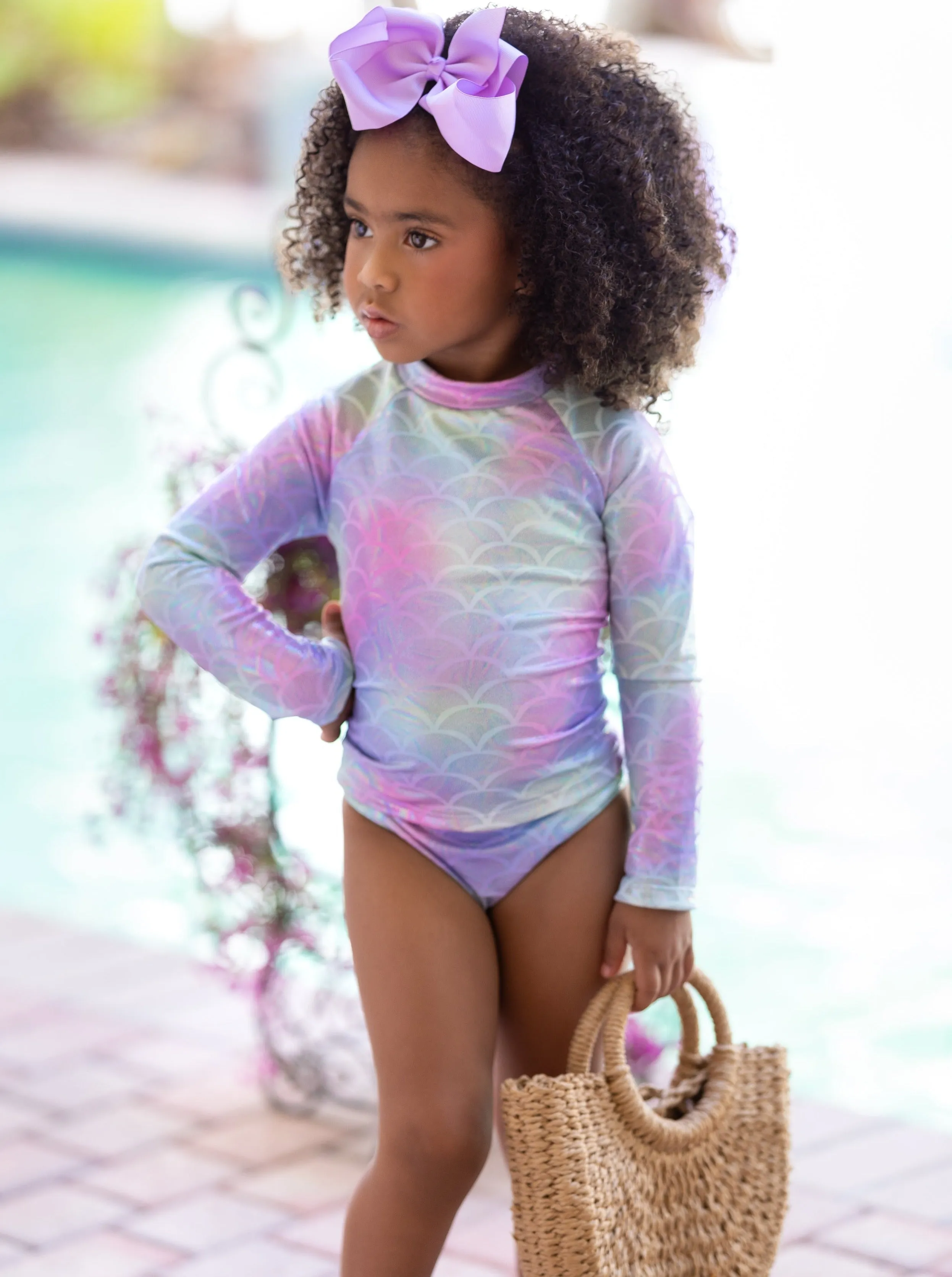 Mermaid Splash Two Piece Rash Guard Swimsuit