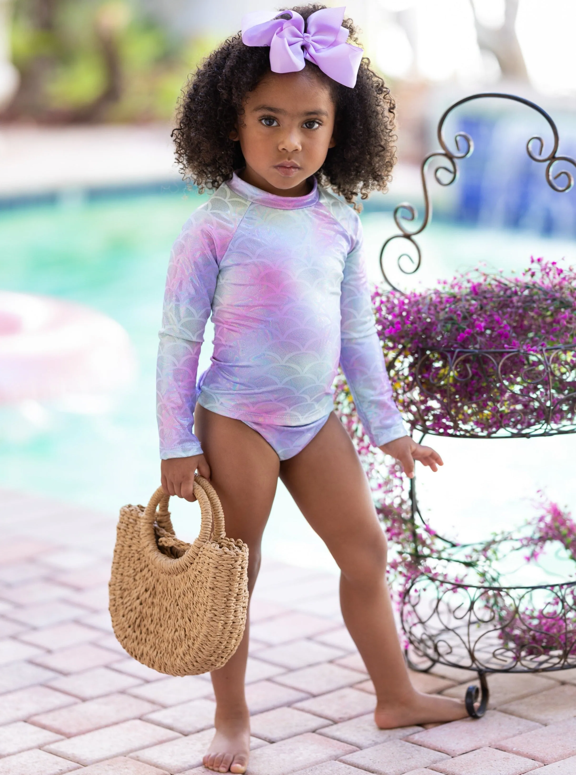 Mermaid Splash Two Piece Rash Guard Swimsuit