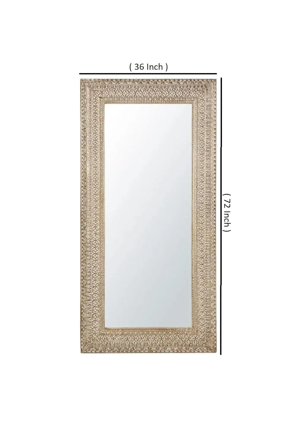 Modern Art & Craft's® Mongo Wood Wall Mirror | Decorative | Wall Hanging | Frame Mirror in Brown | Living Room | Full Lenght Mirror | Rajasthani Mirror (36"x72" Inch)(Only Frame without Mirror)