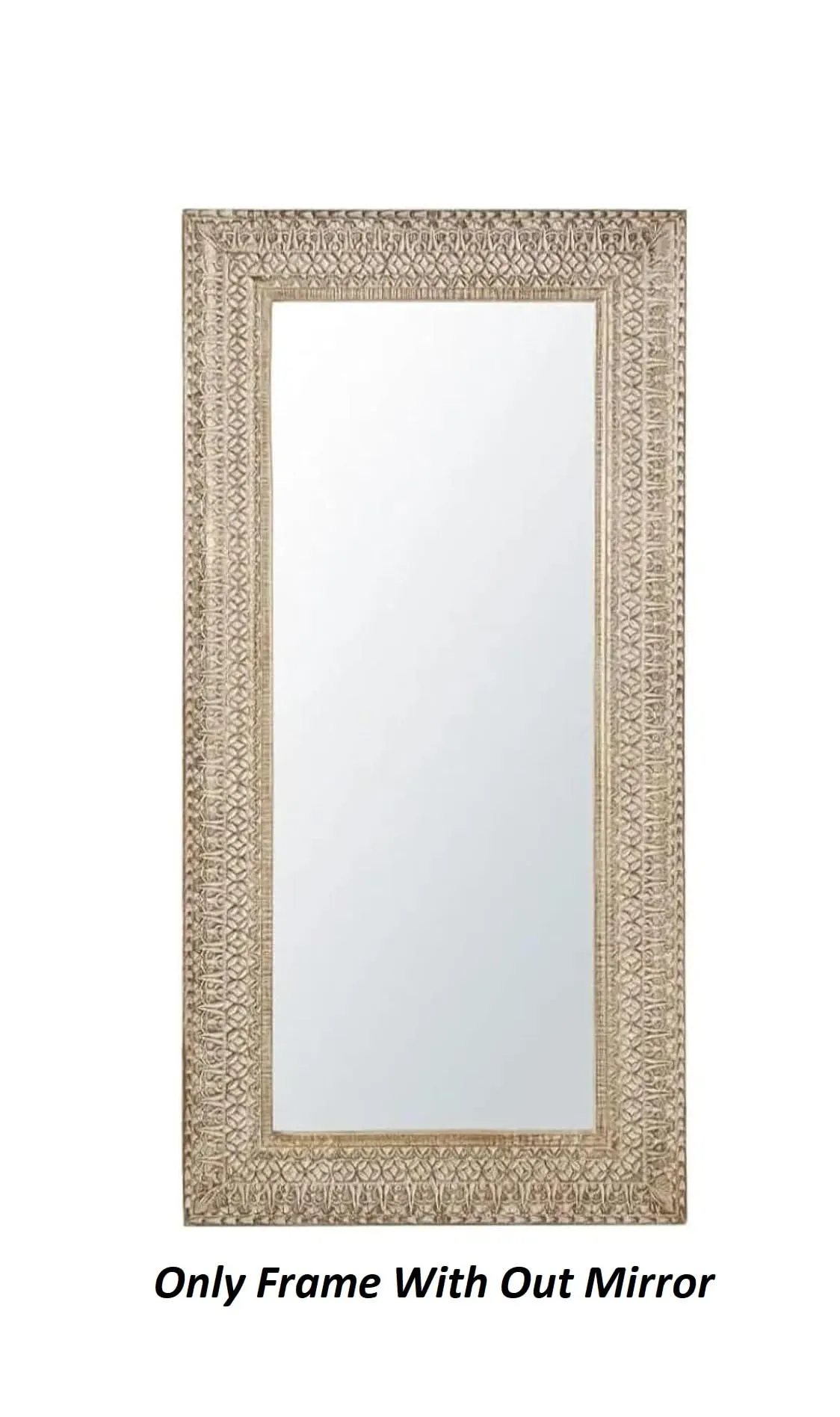 Modern Art & Craft's® Mongo Wood Wall Mirror | Decorative | Wall Hanging | Frame Mirror in Brown | Living Room | Full Lenght Mirror | Rajasthani Mirror (36"x72" Inch)(Only Frame without Mirror)