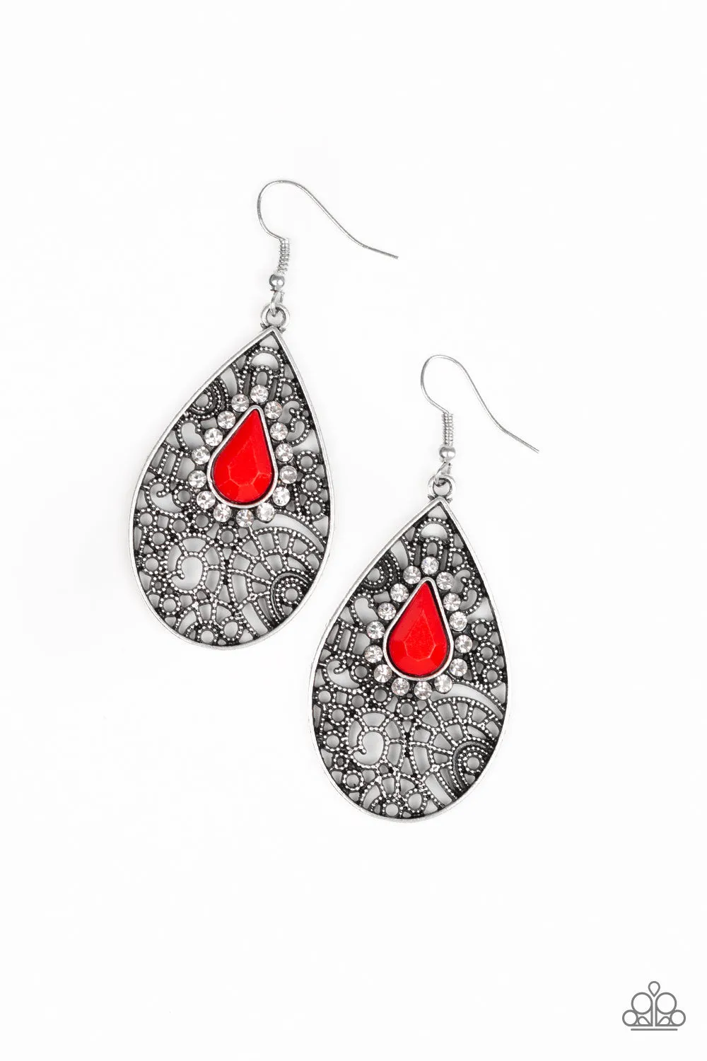 Modern Monte Carlo - Red Earrings - Paparazzi Accessories