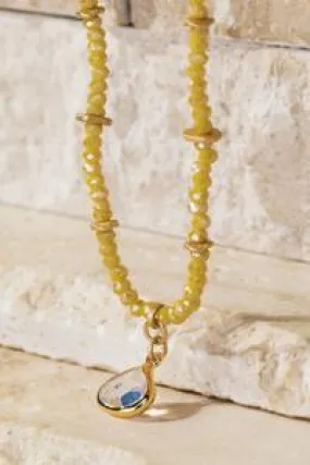 Mustard bead teardrop necklace