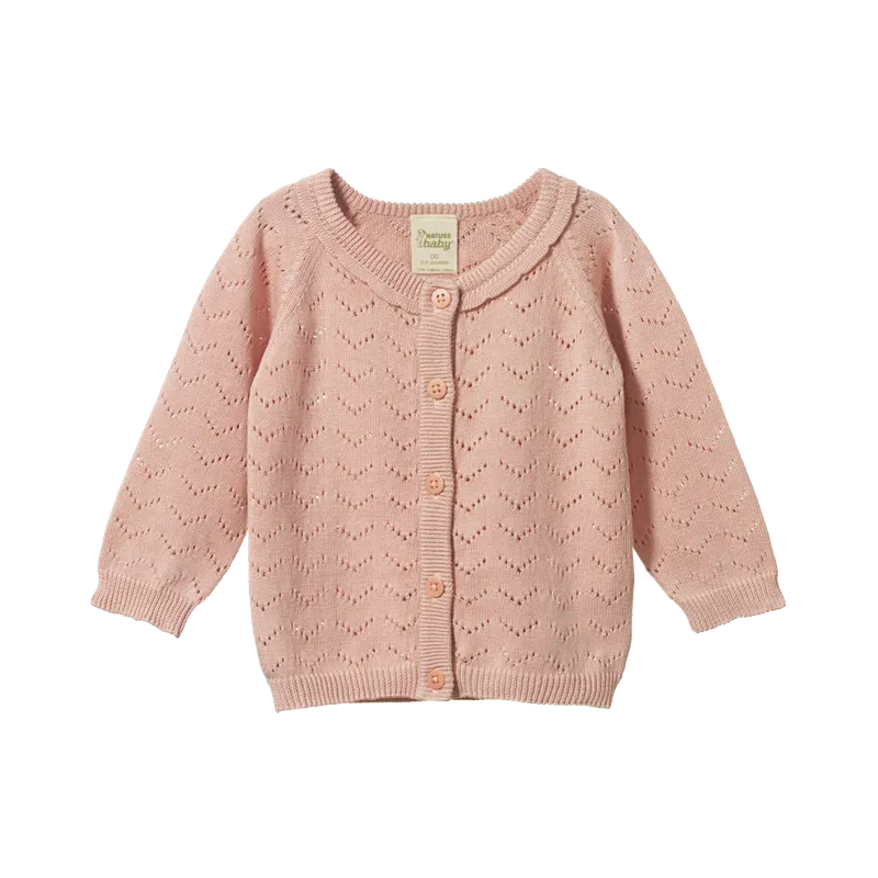 Nature Baby - Piper Cardigan - Rose Bud Pointelle