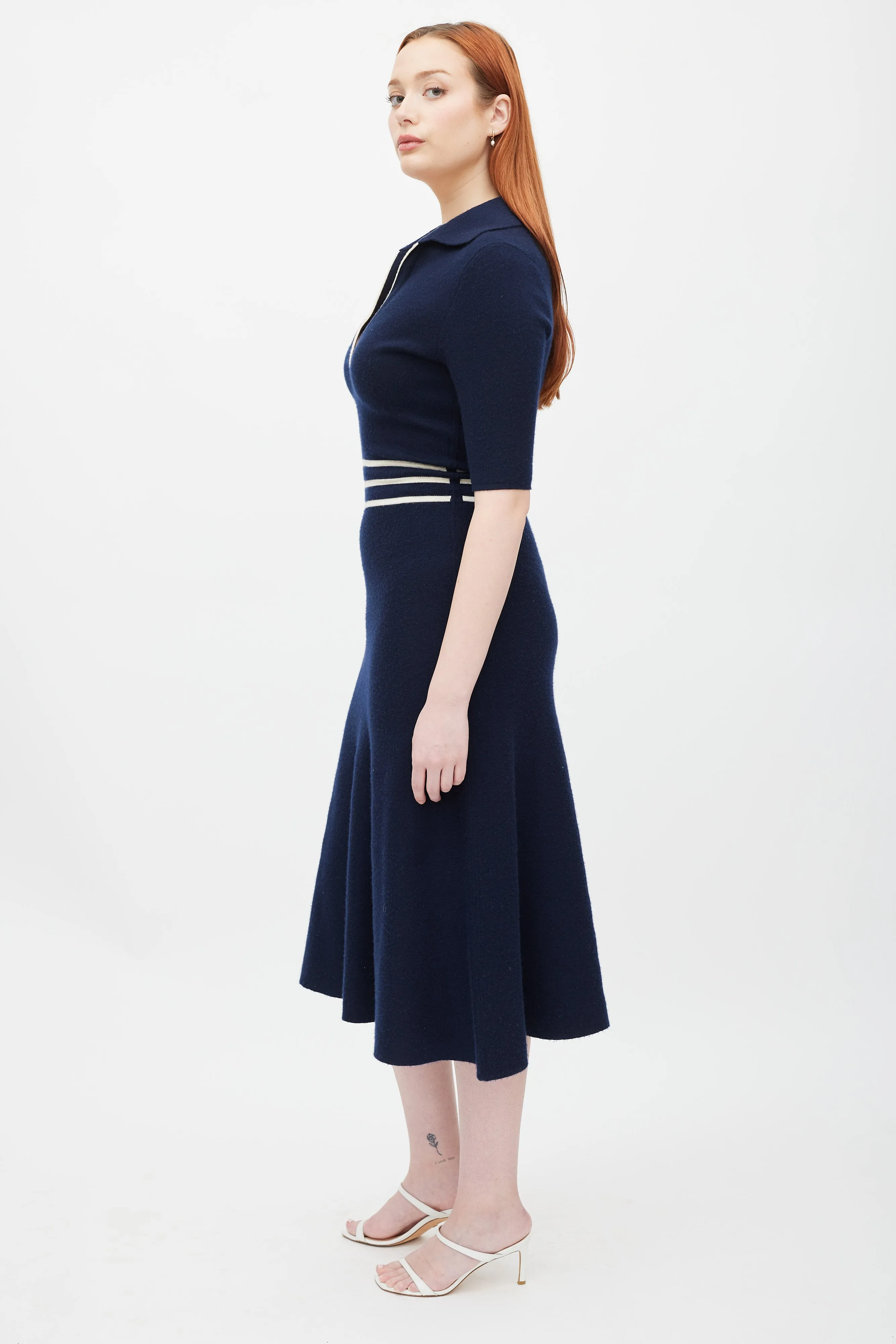 Navy & White Stripe Knit Dress