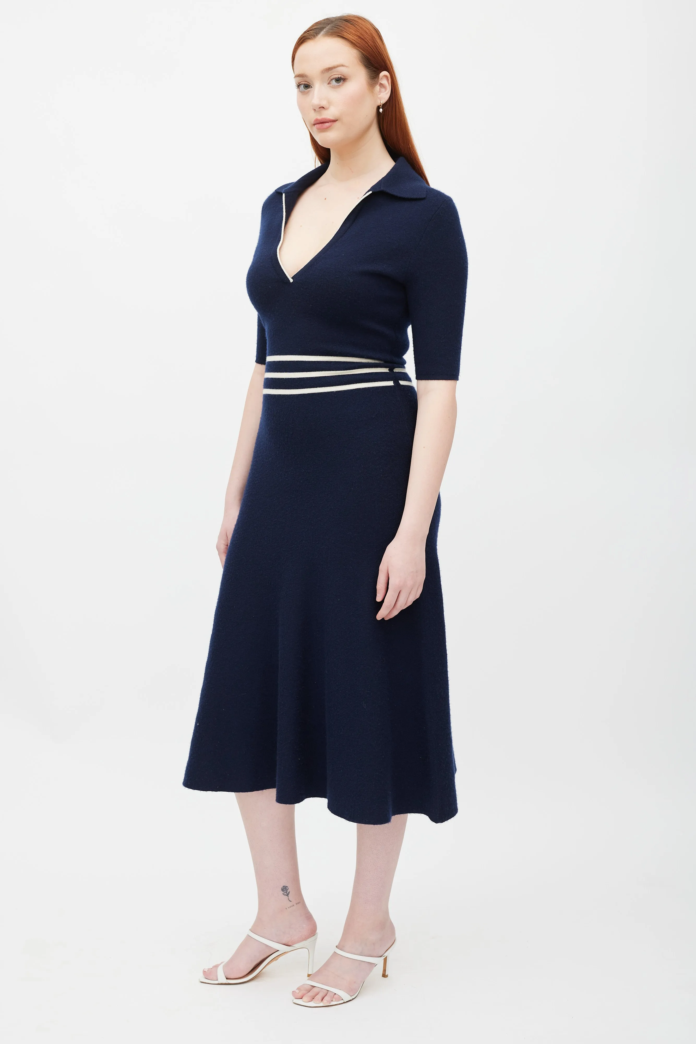 Navy & White Stripe Knit Dress