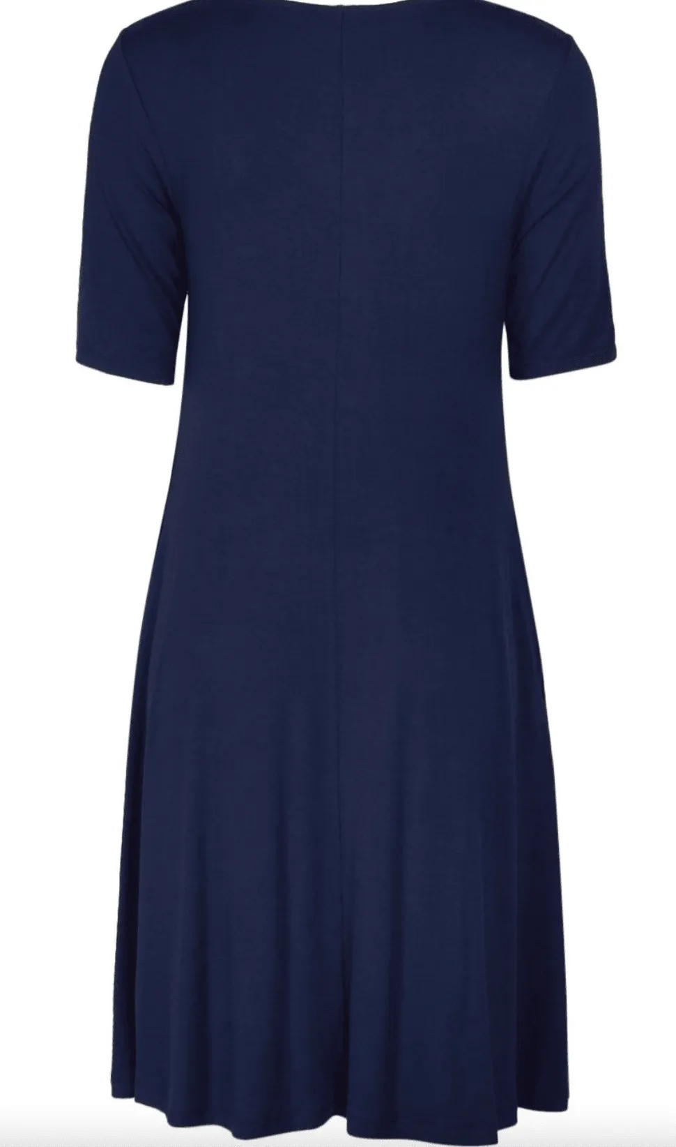 Nina Leonard Short Sleeve Navy Embroidered Jersey Dress