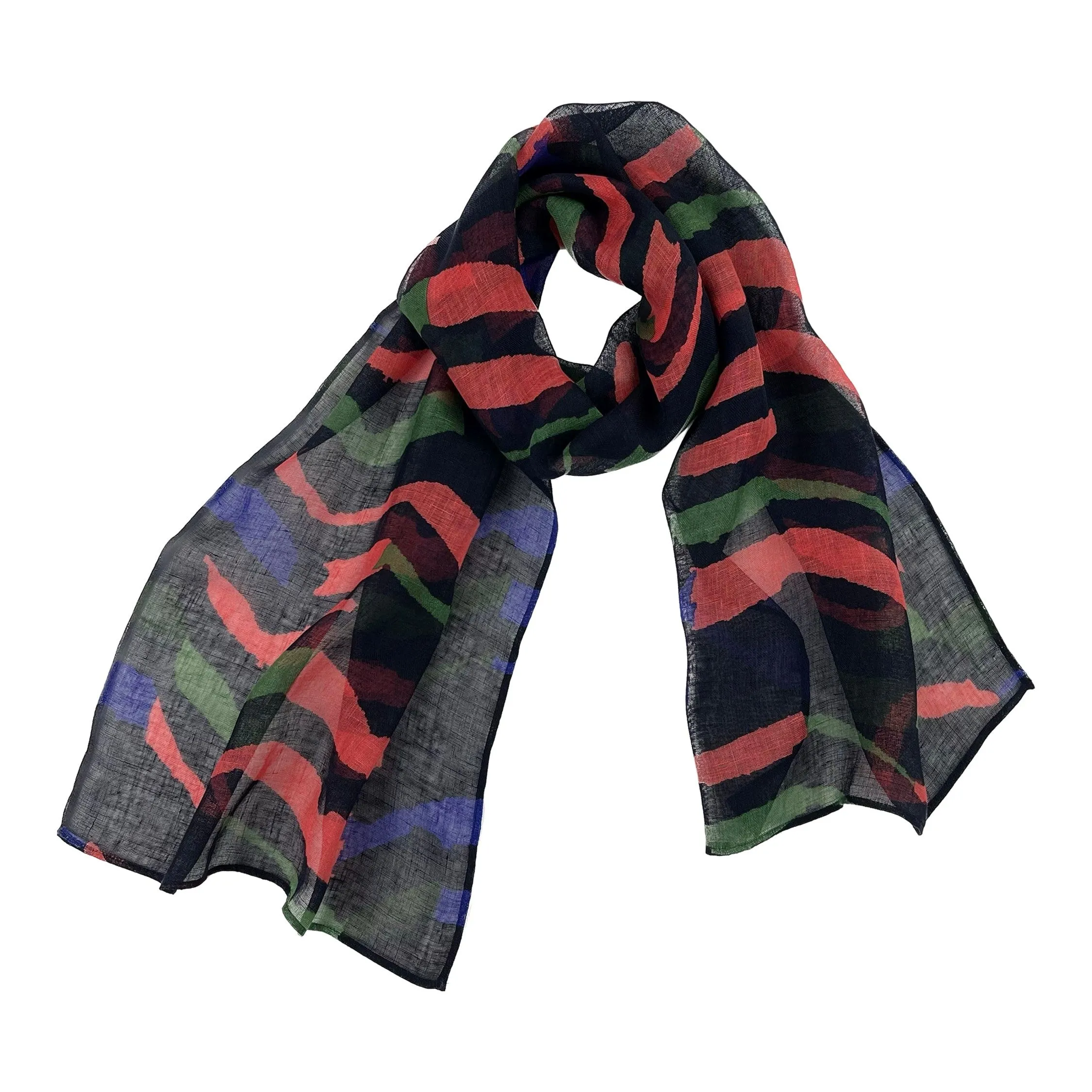 NUNO Scarf: "Rui" (Black w/ Orange/Green/Blue)