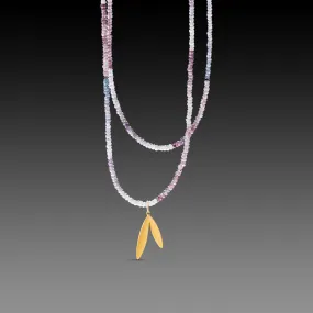 Ombre Spinel Necklace with Gold Leaf Charm