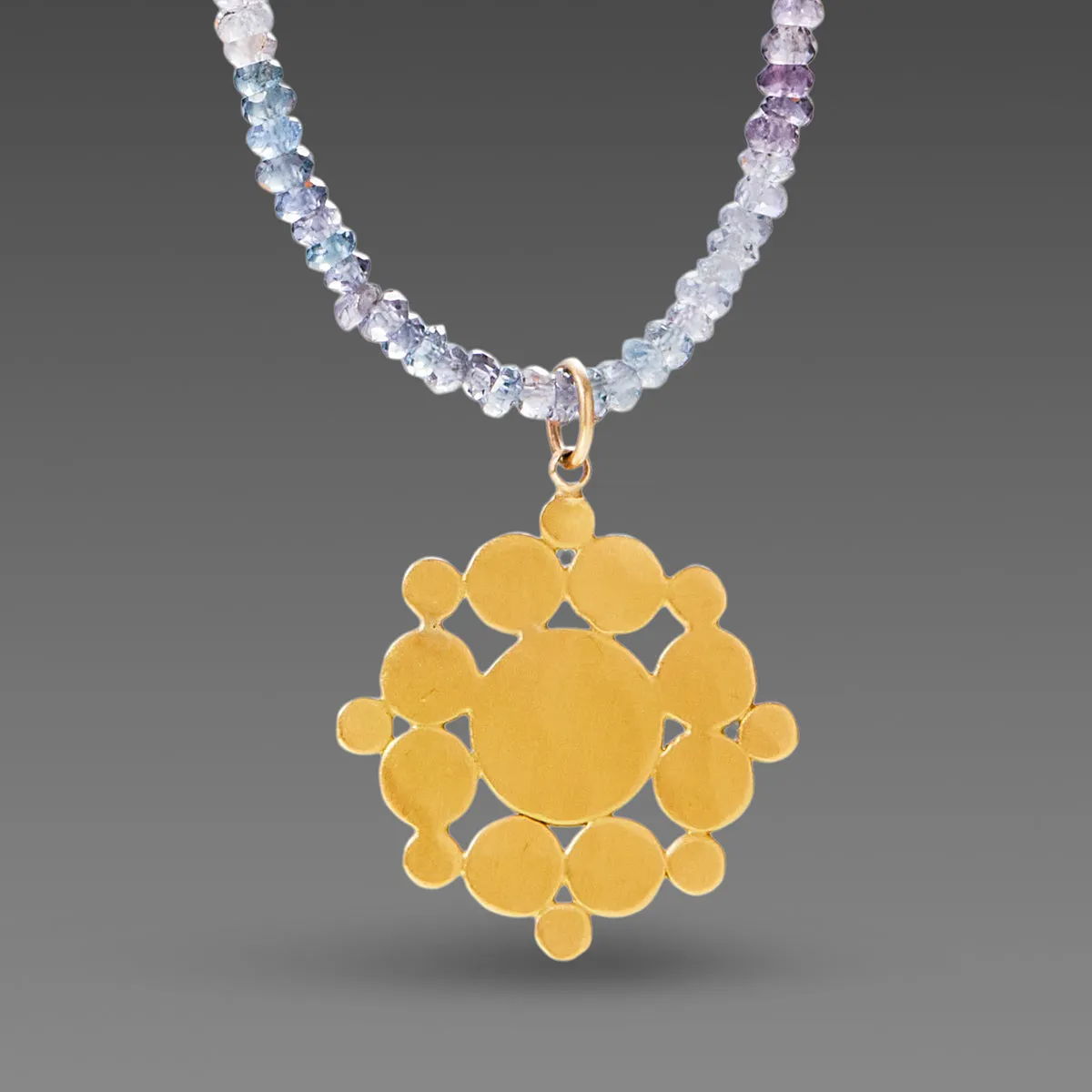 Ombre Spinel Necklace with Gold Mandala Charm