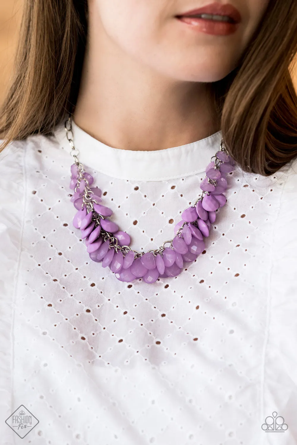 Open Door Jewelry - Colorfully Clustered - Purple Necklace - Paparazzi Accessories