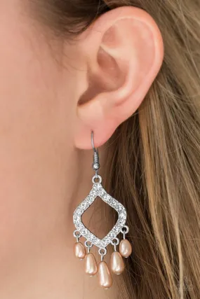 Open Door Jewelry - Divinely Diamond - Brown Earrings - Paparazzi Accessories