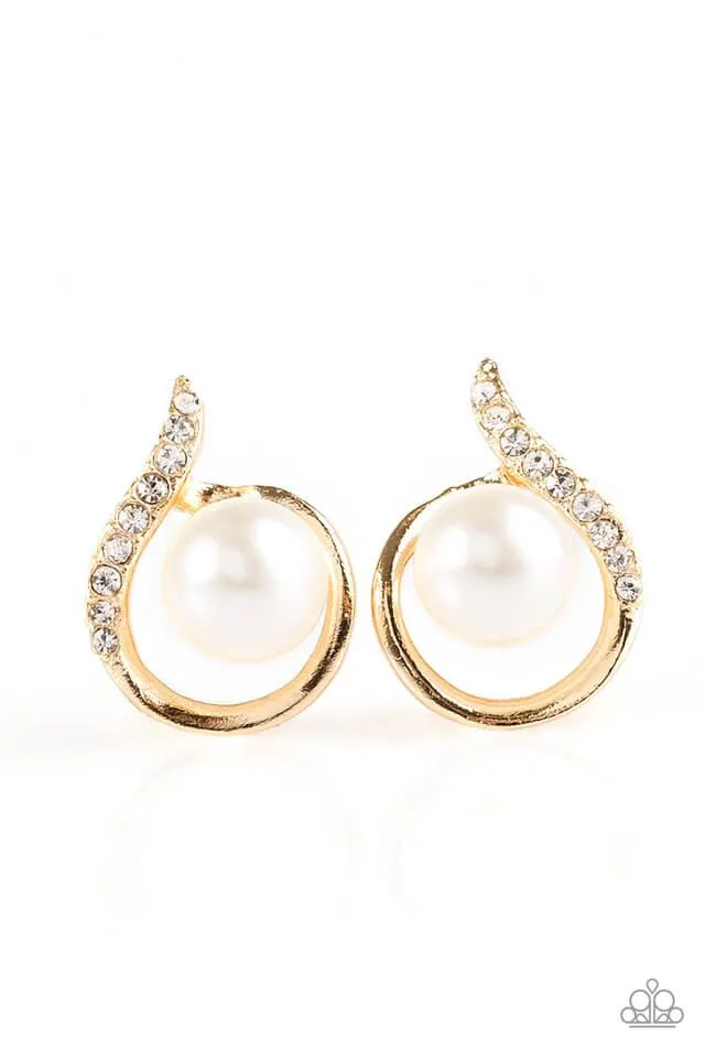 Paparazzi Accessories  - Ballroom Beauty #E317 Peg - Gold Earrings