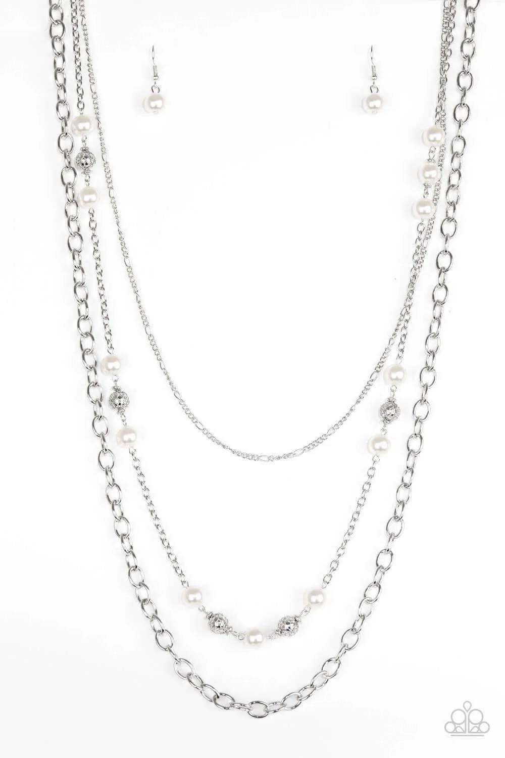 Paparazzi Accessories  - Classical Cadence #N657 Peg - White Necklace