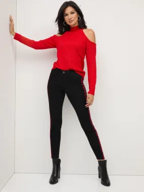 Perfect Fit High-Waisted Snake-Stripe Super-Skinny Jeans - Black