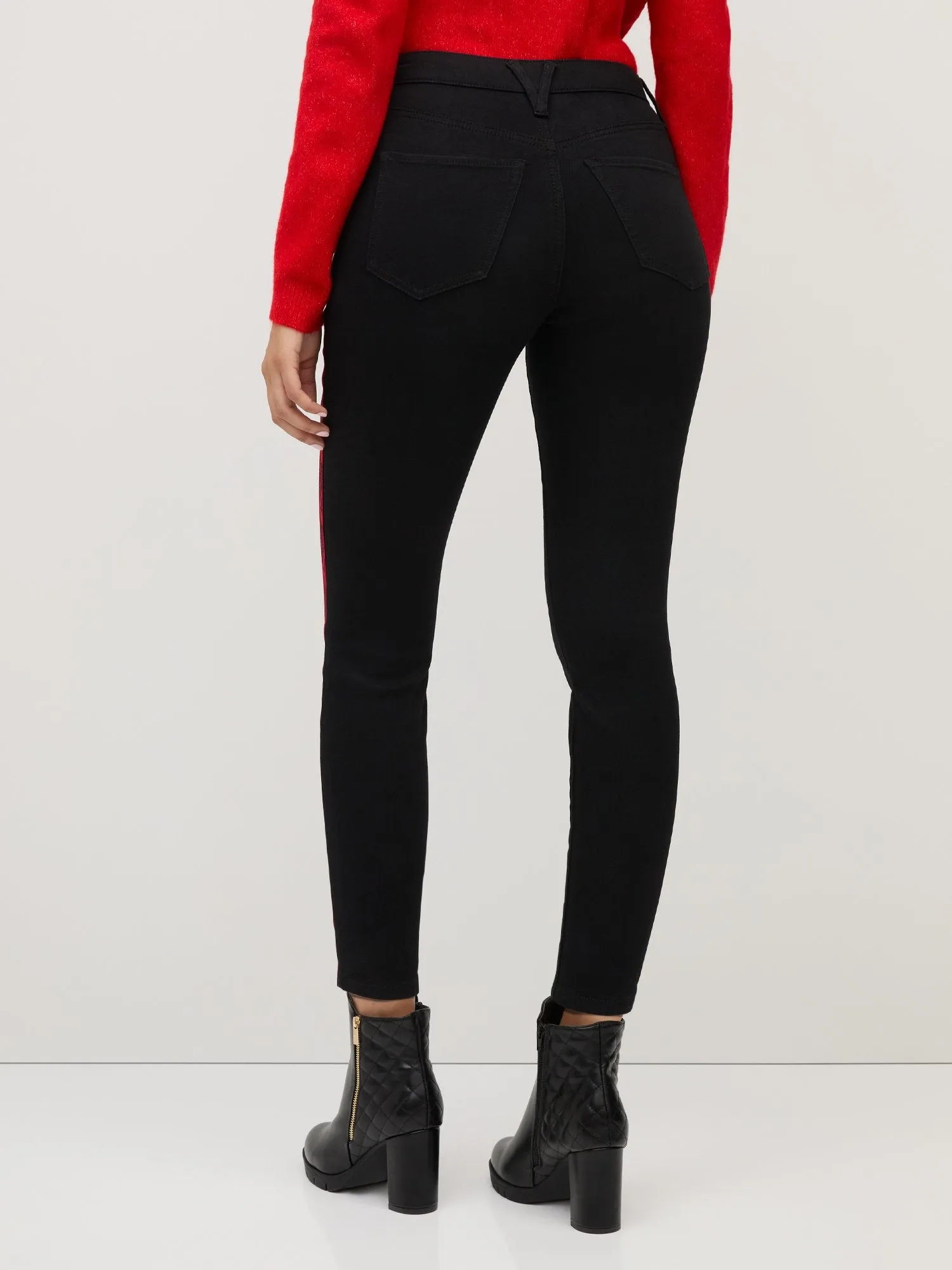 Perfect Fit High-Waisted Snake-Stripe Super-Skinny Jeans - Black