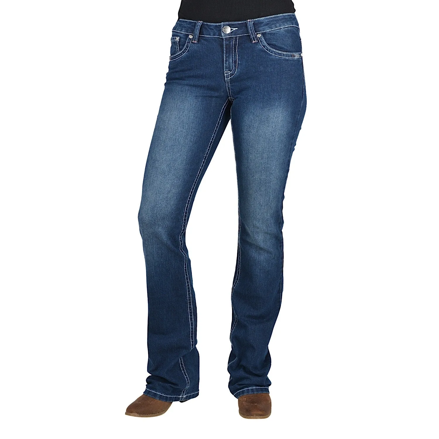 Pure Western Womens Bettina Relaxed Rider Jean 36" Leg Old Indigo