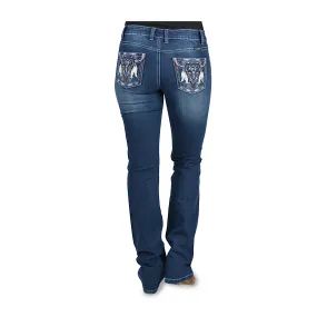 Pure Western Womens Bettina Relaxed Rider Jean 36" Leg Old Indigo