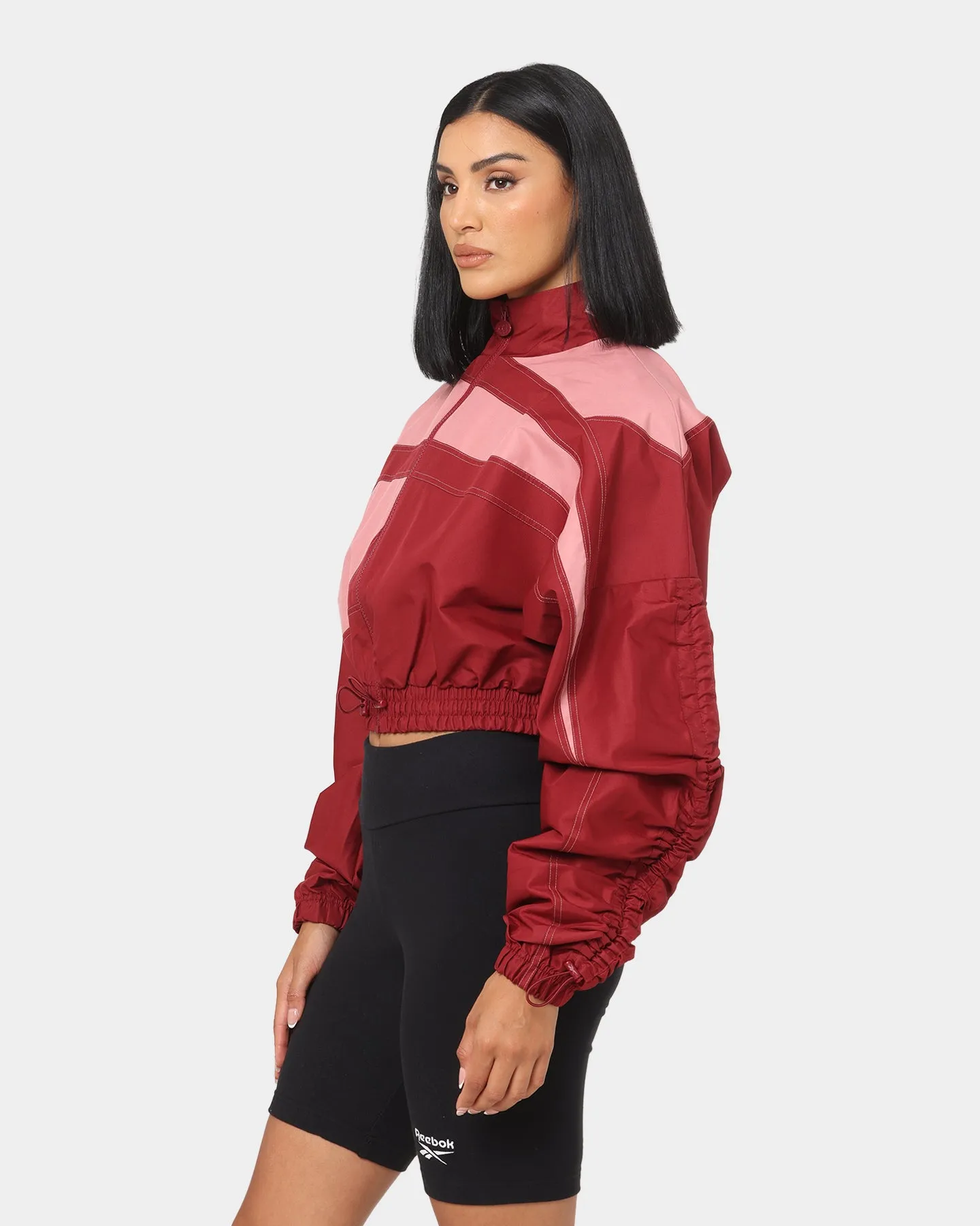 Reebok Women's Cardi B X Reebok Woven Satin Jacket Red