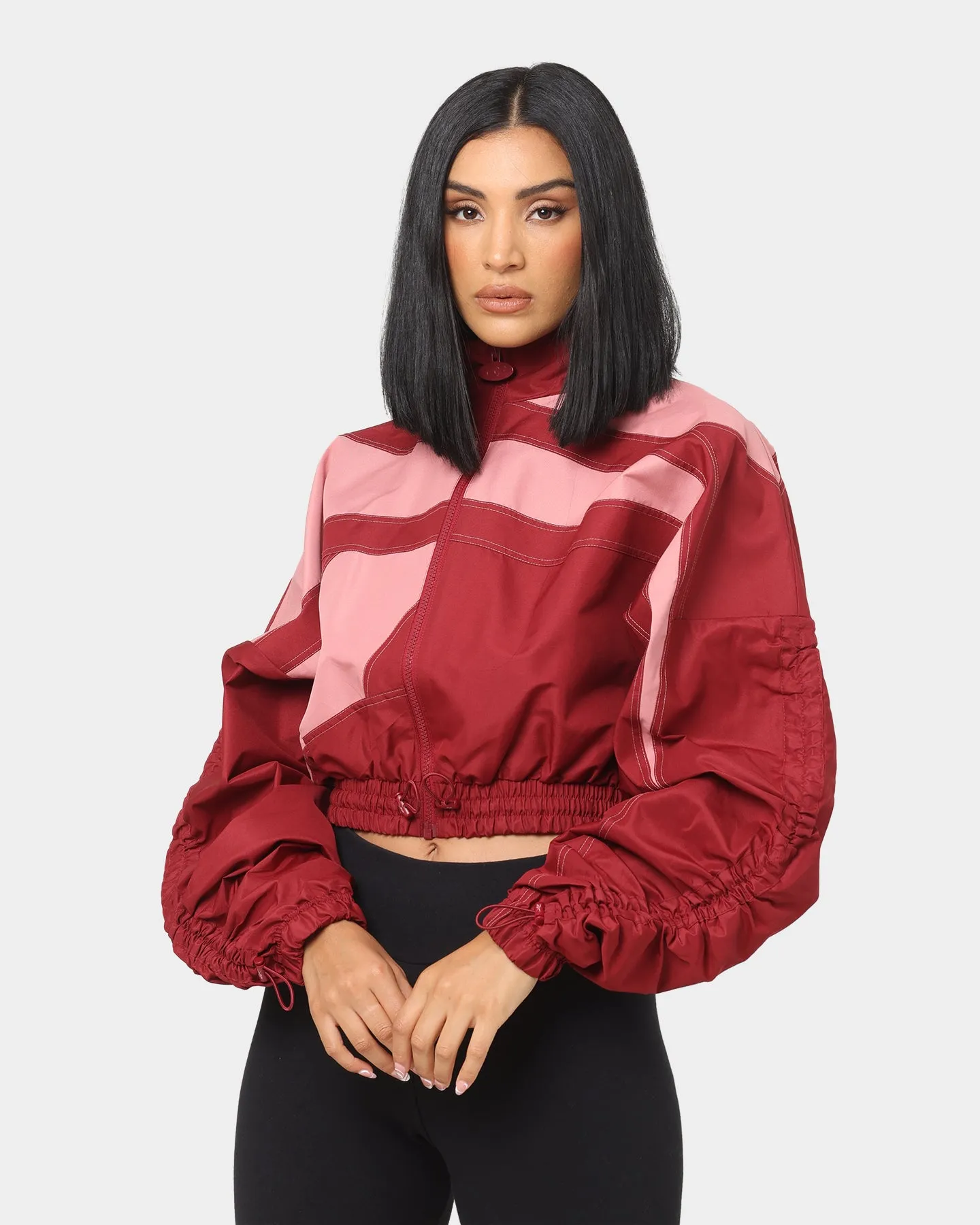 Reebok Women's Cardi B X Reebok Woven Satin Jacket Red