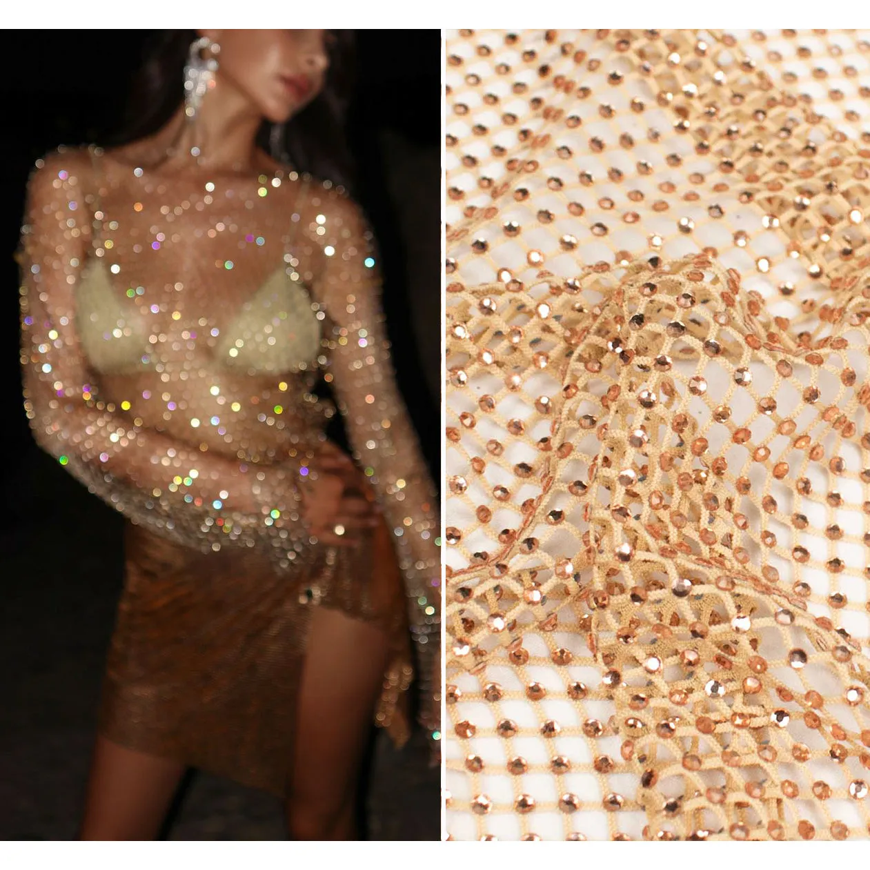 Rhinestone/Diamante Stretch Mesh