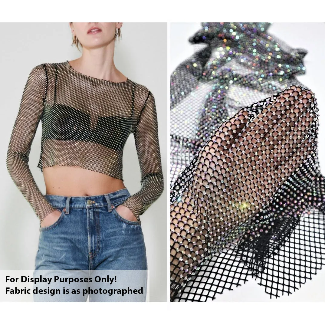 Rhinestone/Diamante Stretch Mesh