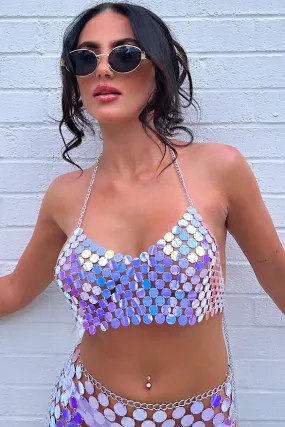 Safra Holographic Sequin Disc Top